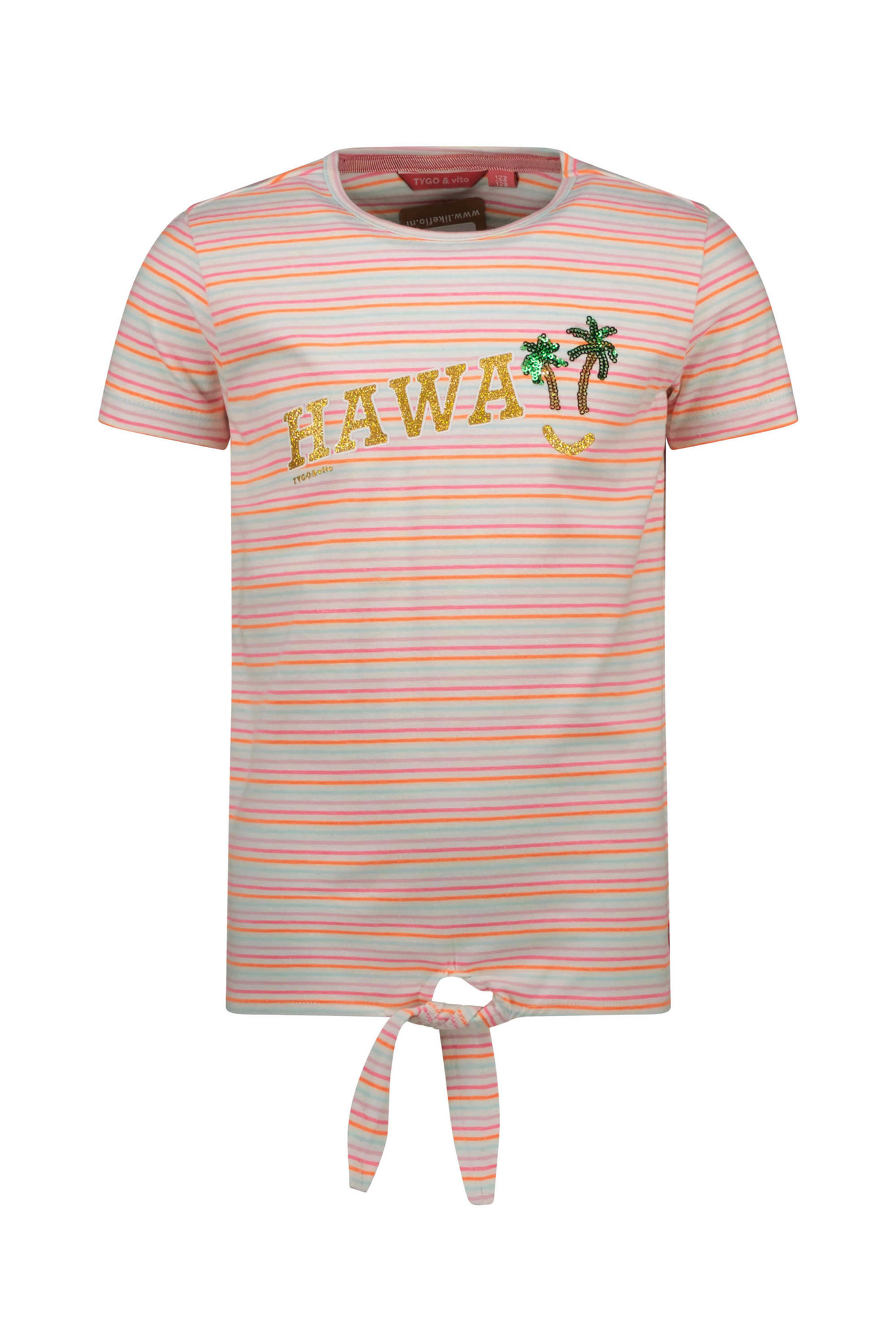 TYGO & vito Meisjes t-shirt gestreept hawaii sugar plum
