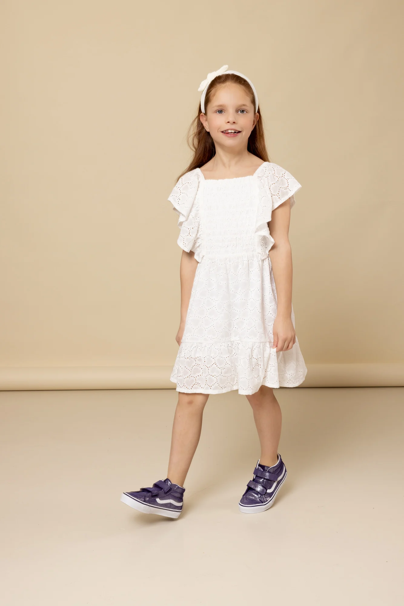 Looxs Revolution Zomerjurk broderie anglaise voor meisjes in de kleur