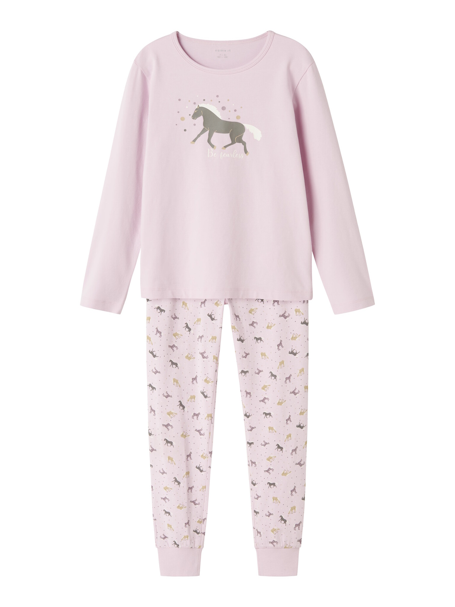 Name It Meisjes lange pyjama set nkfnightset paarden print