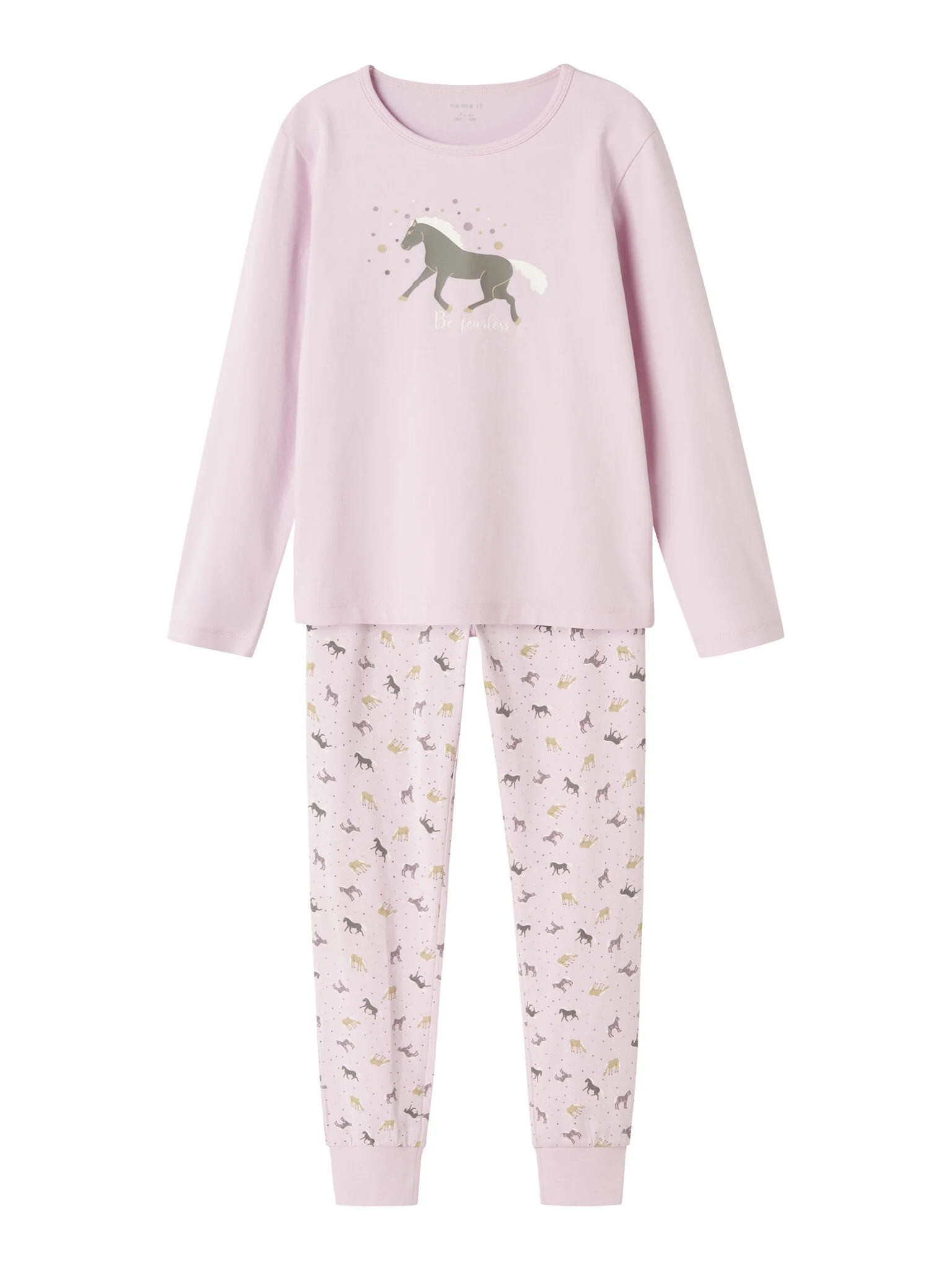 Name It Meisjes lange pyjama set nkfnightset paarden print
