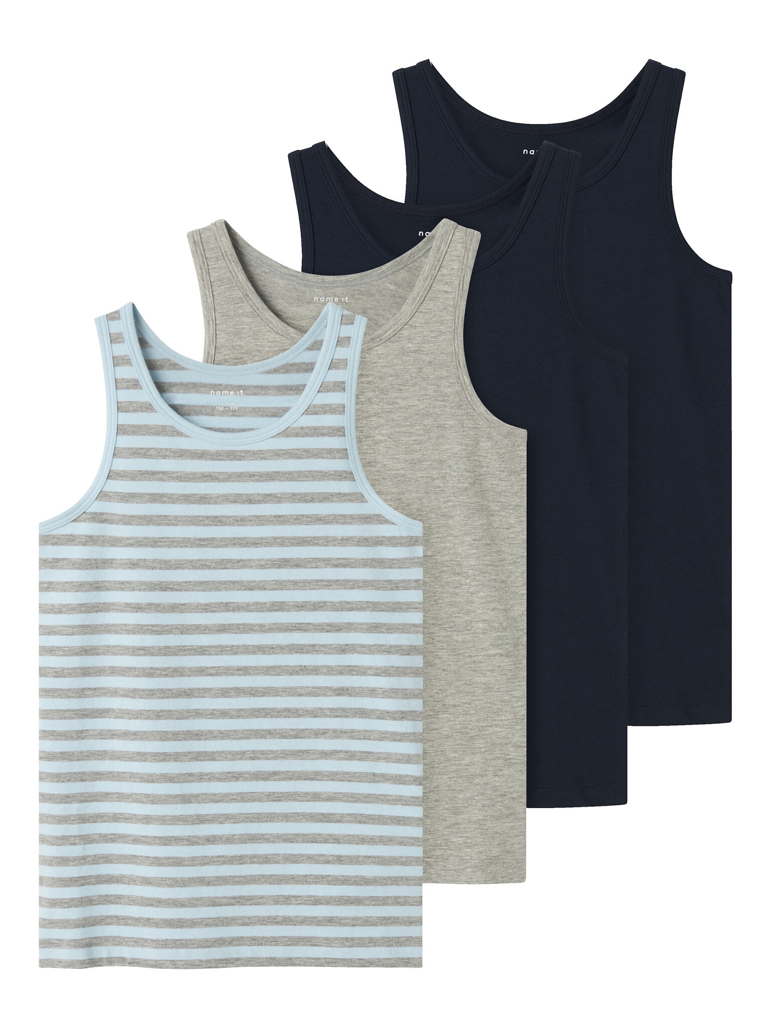 Name It Jongens hemd top nkftank gestreept/effen 4-pack multicolor
