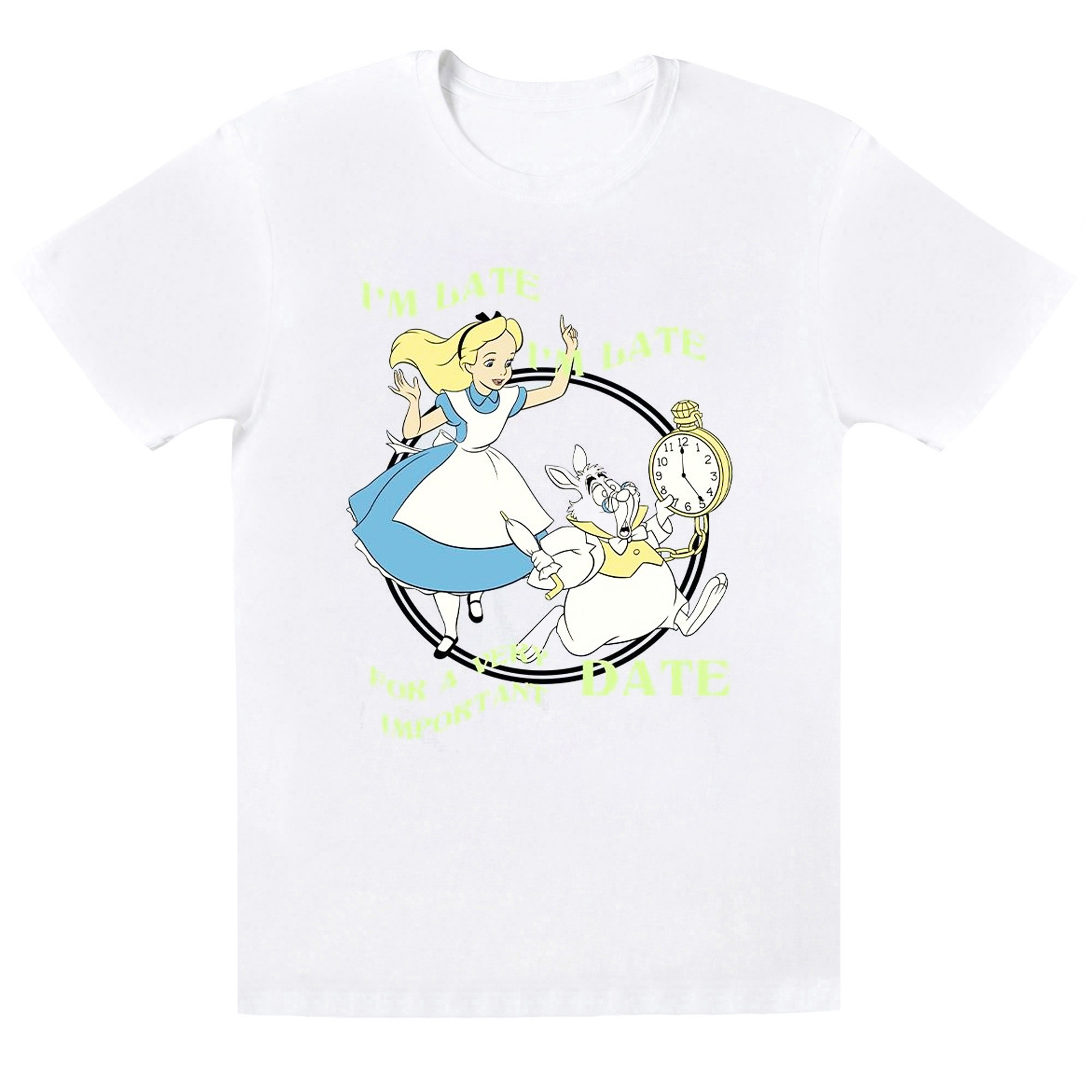 Li-cense Disney meisjes alice in wonderland ik ben laat katoenen t-shirt