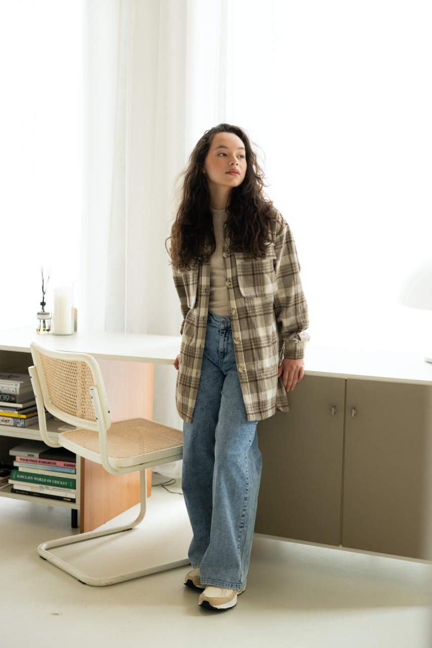 Looxs Revolution Oversized lange blouse ruit voor meisjes in de kleur