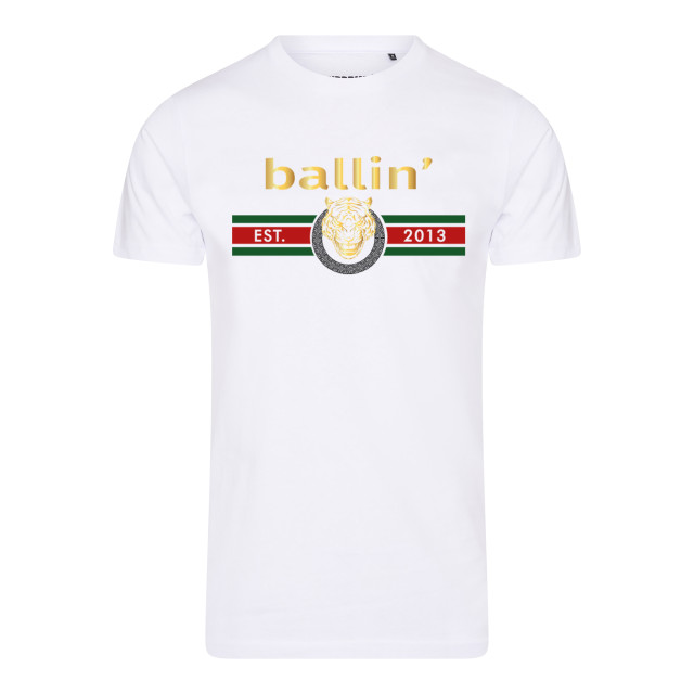 Ballin Est. 2013 Tiger lines shirt SH-H00996-WHT-L large