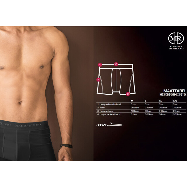 Mario Russo 6-pack long fit boxers MR-6P-BLK-L large
