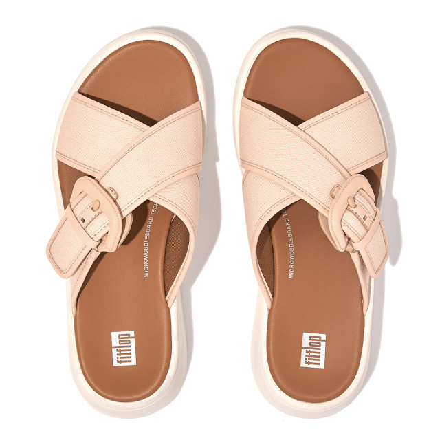 FitFlop F-mode buckle canvas flatform cross slides FY8 large