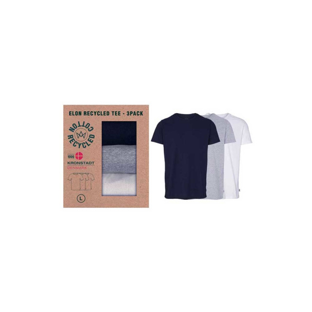 Kronstadt Elon recycled cotton 3-pack t-shirt ks3348 navy/white/black Elon recycled cotton 3-pack t-shirt KS3348 navy/white/black large