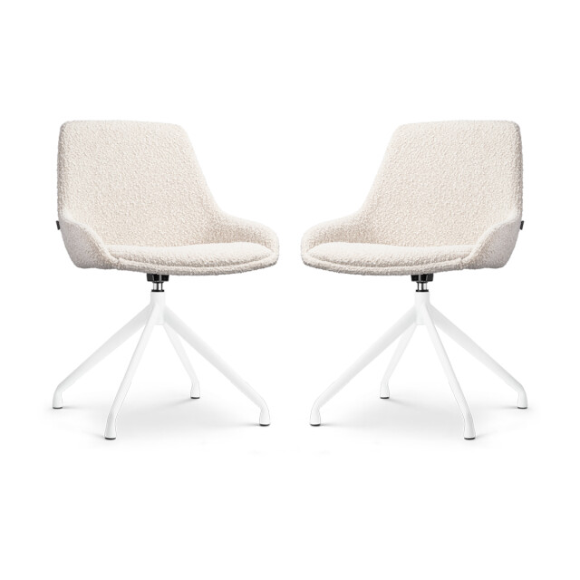 Nolon Nola-isa draaibare eetkamerstoel bouclé wit onderstel set van 2 2831607 large