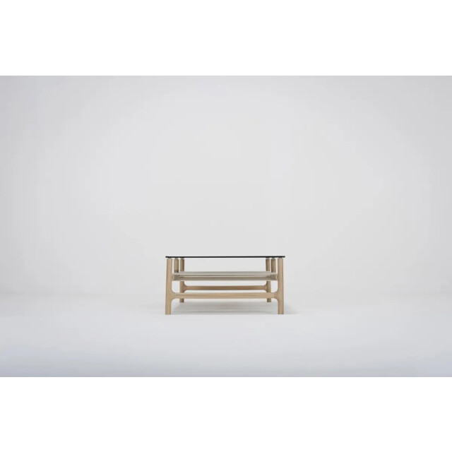 Gazzda Fawn coffee table houten salontafel whitewash met glazen tafelblad petrol 120 x 60 cm 2042006 large