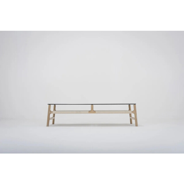Gazzda Fawn coffee table houten salontafel whitewash met glazen tafelblad petrol 120 x 60 cm 2042006 large