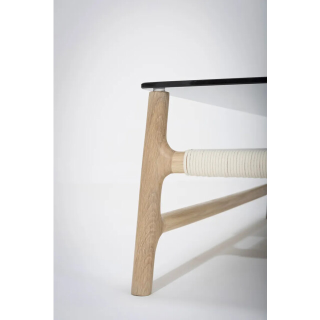 Gazzda Fawn coffee table houten salontafel whitewash met glazen tafelblad petrol 120 x 60 cm 2042006 large