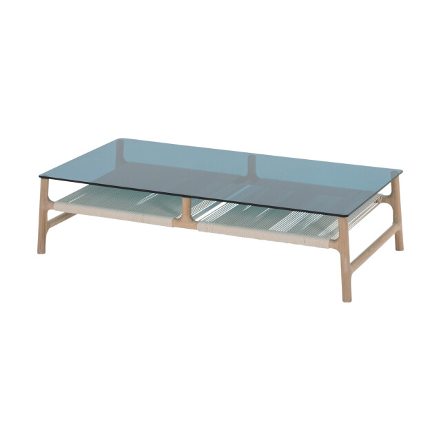 Gazzda Fawn coffee table houten salontafel whitewash met glazen tafelblad petrol 120 x 60 cm 2042006 large