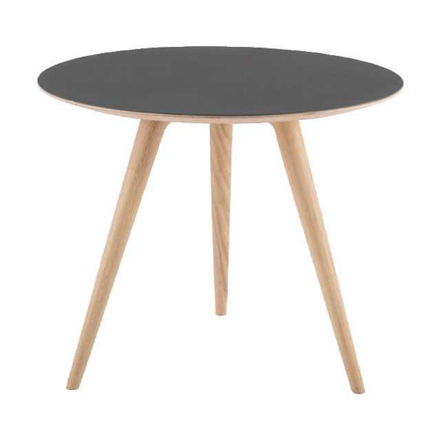 Gazzda Arp side table houten bijzettafel whitewash met linoleum tafelblad nero Ø 55 cm 2041802 large