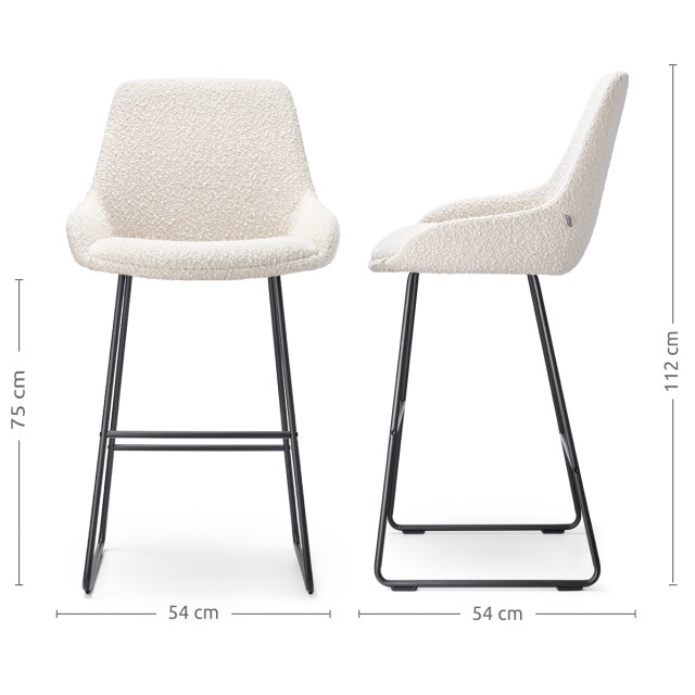 Nolon Nino-isa barkruk bouclé zwart onderstel 75 cm set van 2 2831604 large