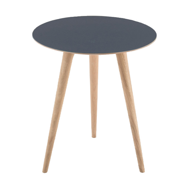 Gazzda Arp side table houten bijzettafel whitewash met linoleum tafelblad smokey blue Ø 45 cm 2042005 large