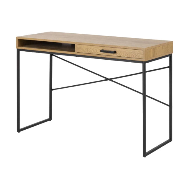 Lisomme Vic houten bureau naturel met opbergvak 110 x 45 cm 2027125 large