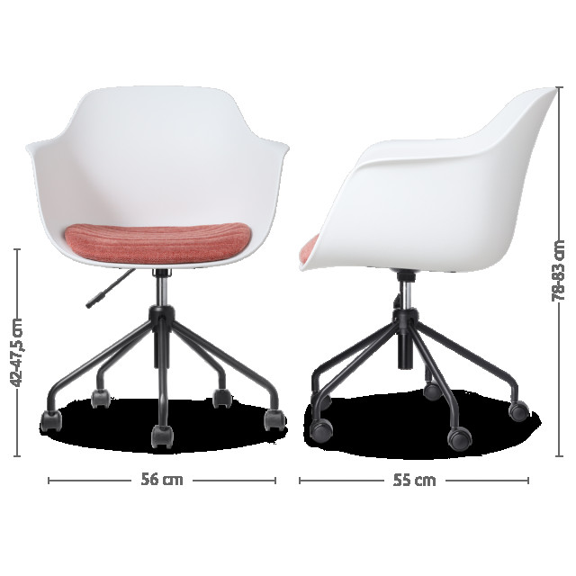 Nolon Nout-liz bureaustoel met terracotta rood zitkussen zwart onderstel 2028380 large