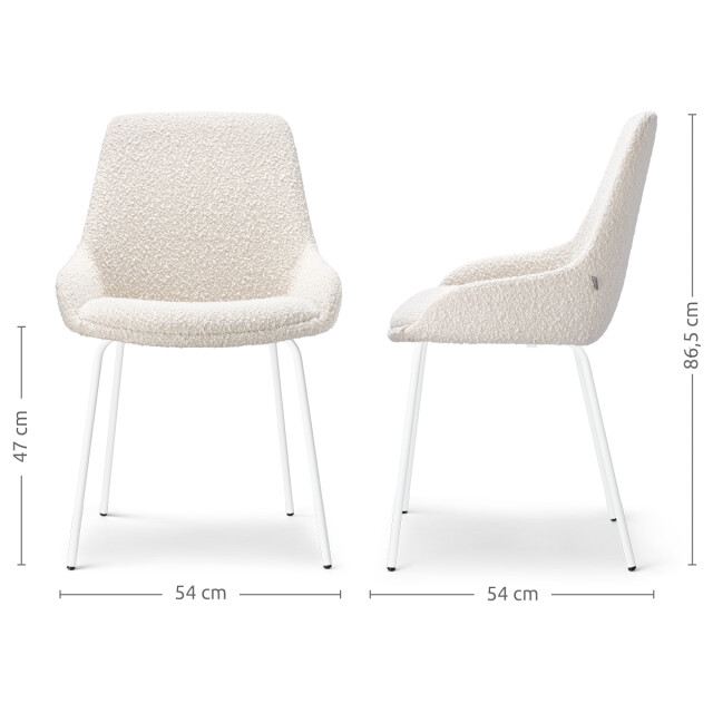 Nolon Nora-isa eetkamerstoel bouclé wit onderstel 2794755 large