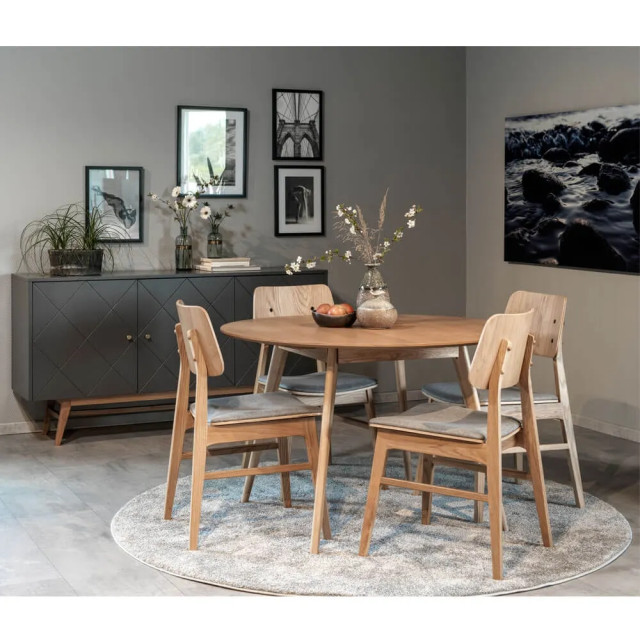 Rowico Home Nagano houten eetkamerstoel naturel met grijs zitkussen 2028510 large