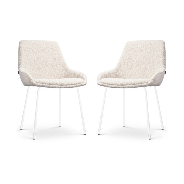 Nolon Nora-isa eetkamerstoel bouclé wit onderstel set van 2 2831613 large