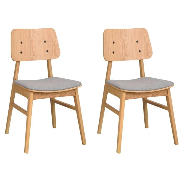 Rowico Home Nagano houten eetkamerstoel naturel met grijs zitkussen set van 2 2430184 large