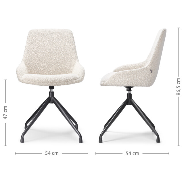 Nolon Nola-isa draaibare eetkamerstoel bouclé zwart onderstel 2794749 large