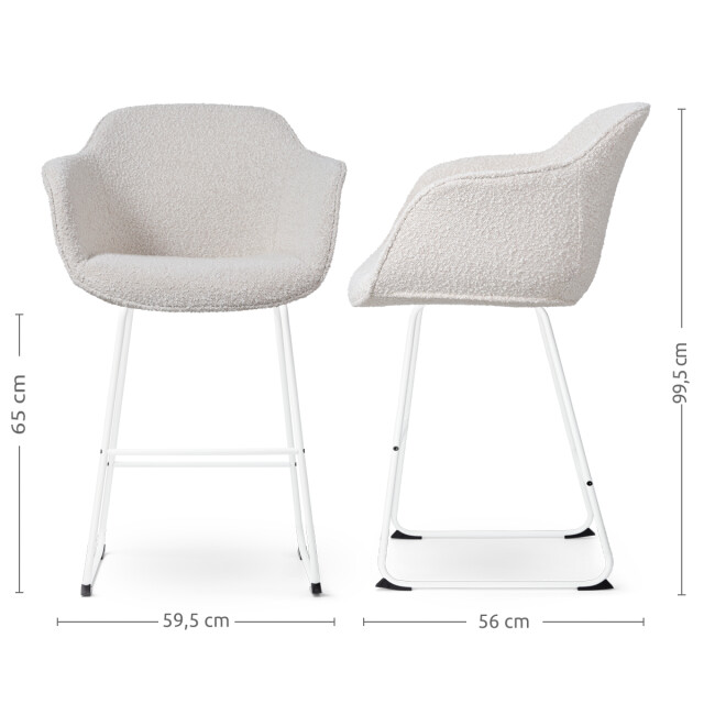 Nolon Nino-mare barkruk bouclé wit onderstel 65 cm 2833440 large