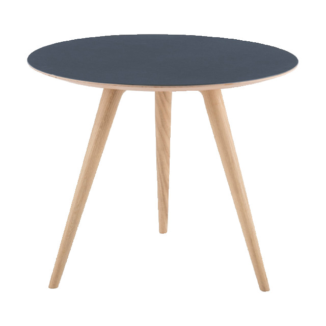 Gazzda Arp side table houten bijzettafel whitewash met linoleum tafelblad smokey blue Ø 55 cm 2042004 large