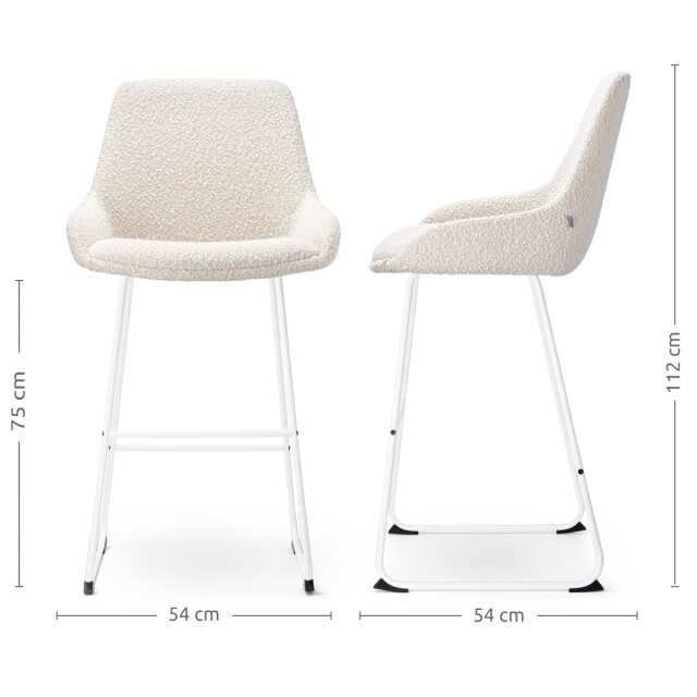 Nolon Nino-isa barkruk bouclé wit onderstel 75 cm 2794733 large