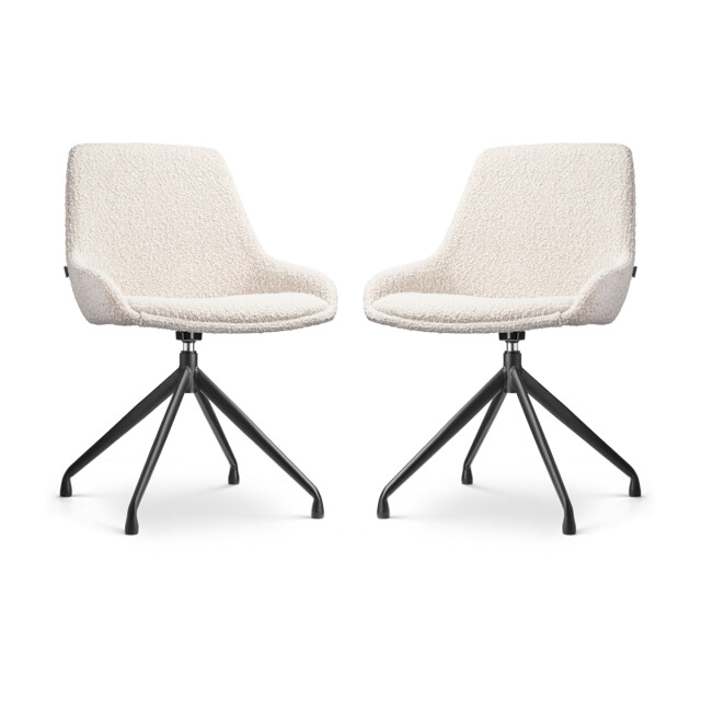 Nolon Nola-isa draaibare eetkamerstoel bouclé zwart onderstel set van 2 2831610 large