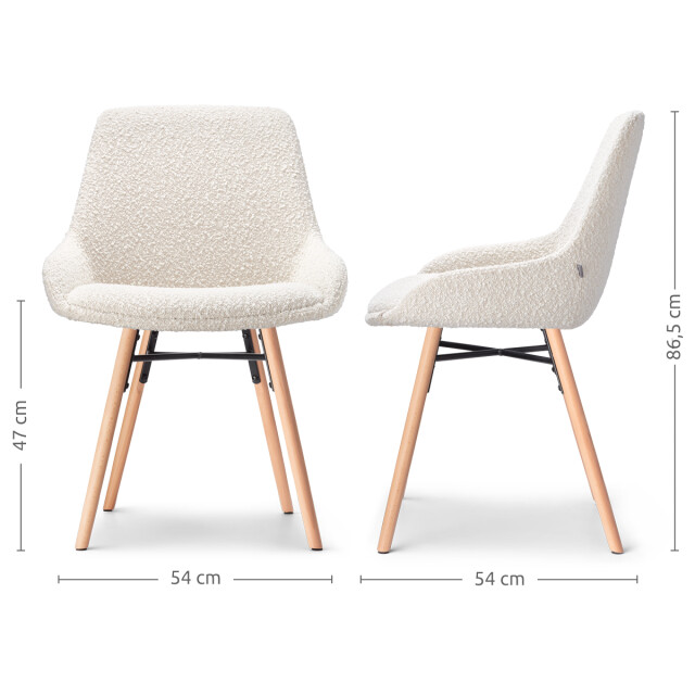 Nolon Nena-isa eetkamerstoel bouclé naturel onderstel set van 2 2831643 large