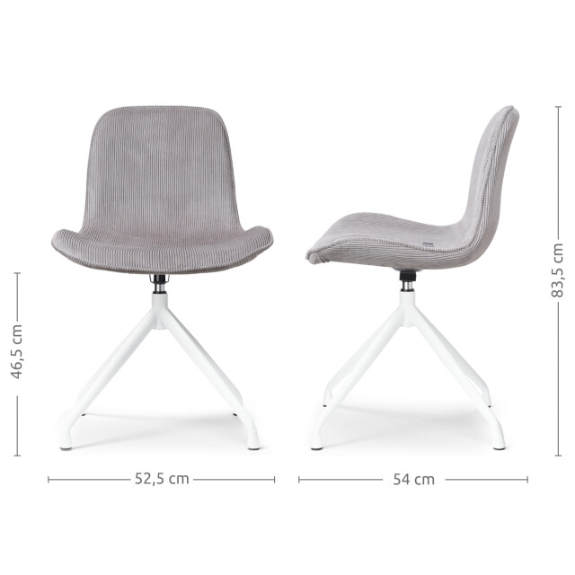 Nolon Nola-fé draaibare eetkamerstoel rib warm wit onderstel 2392642 large
