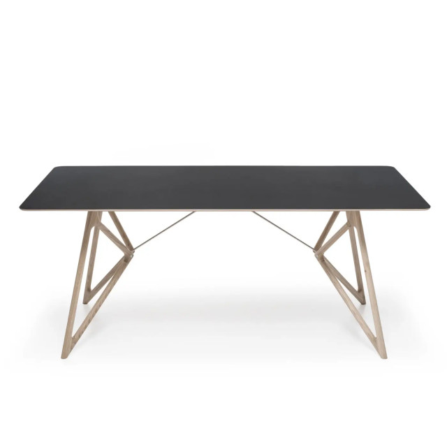 Gazzda Tink table houten eettafel whitewash met linoleum tafelblad nero 160 x 90 cm 2333131 large