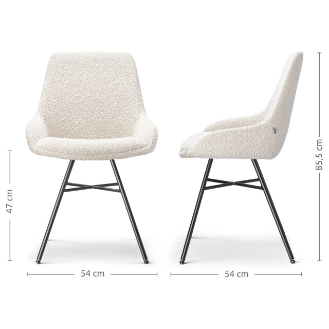 Nolon Noa-isa eetkamerstoel bouclé zwart onderstel 2794771 large