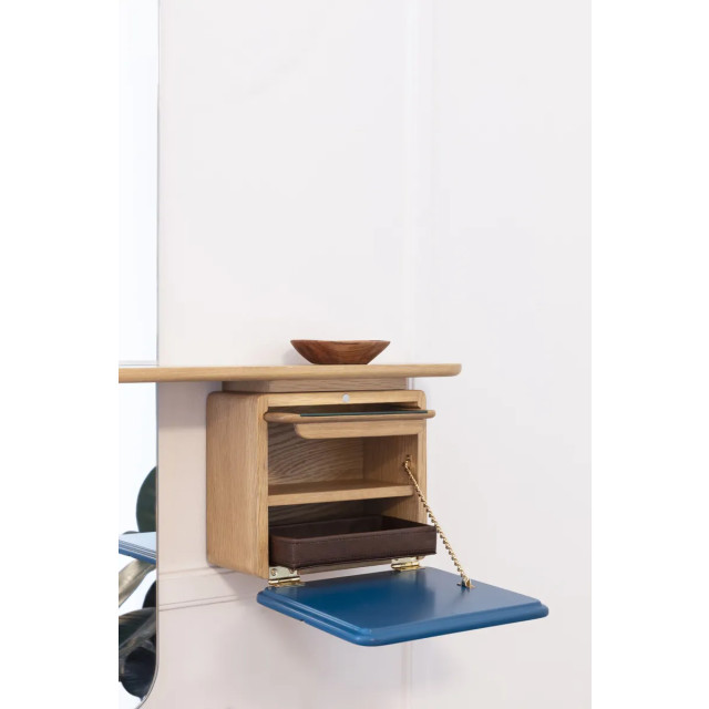 Umage One more look spiegel petrol blue met houten kastje 2049219 large