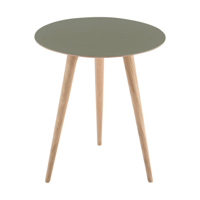 Gazzda Arp side table houten bijzettafel whitewash met linoleum tafelblad olive Ø 45 cm 2333114 large