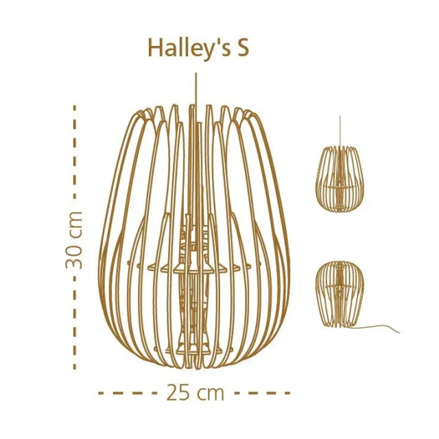 Bomerango Halley s houten hanglamp small met koordset zwart Ø 25 cm 2027905 large