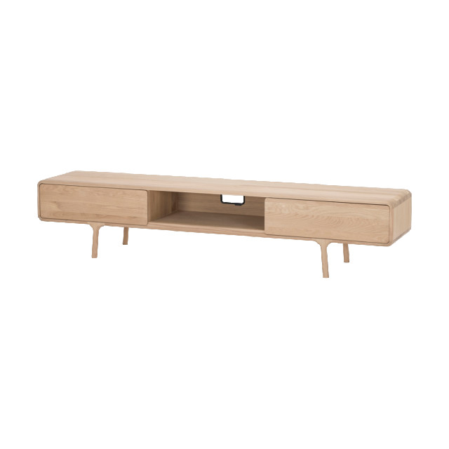 Gazzda Fawn lowboard 2 drawers houten tv meubel whitewash 220 x 45 cm 2042002 large