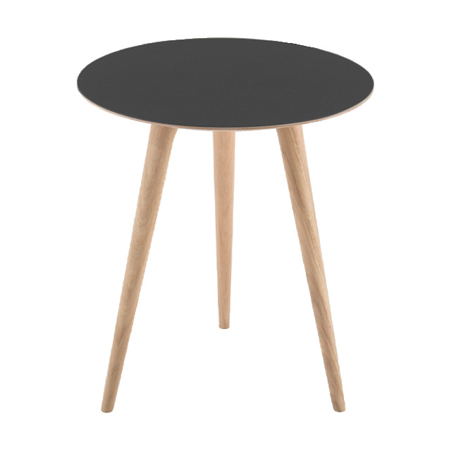 Gazzda Arp side table houten bijzettafel whitewash met linoleum tafelblad nero Ø 45 cm 2027992 large