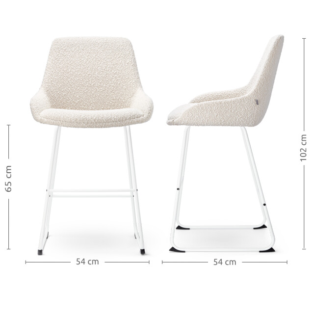 Nolon Nino-isa barkruk bouclé wit onderstel 65 cm set van 2 2831595 large