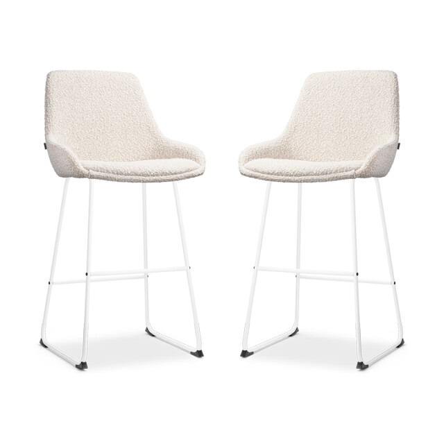 Nolon Nino-isa barkruk bouclé wit onderstel 75 cm set van 2 2831601 large