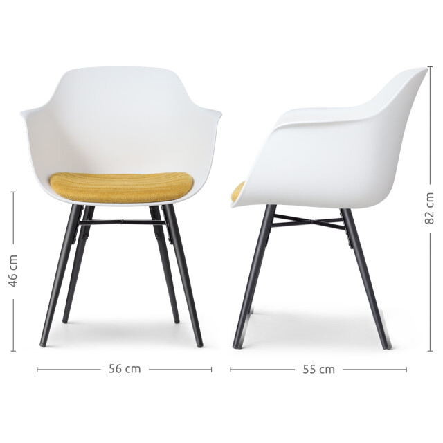 Nolon Nena-liz eetkamerstoel met okergeel zitkussen zwart houten onderstel 2833992 large