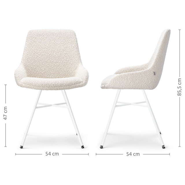 Nolon Noa-isa eetkamerstoel bouclé wit onderstel 2794766 large