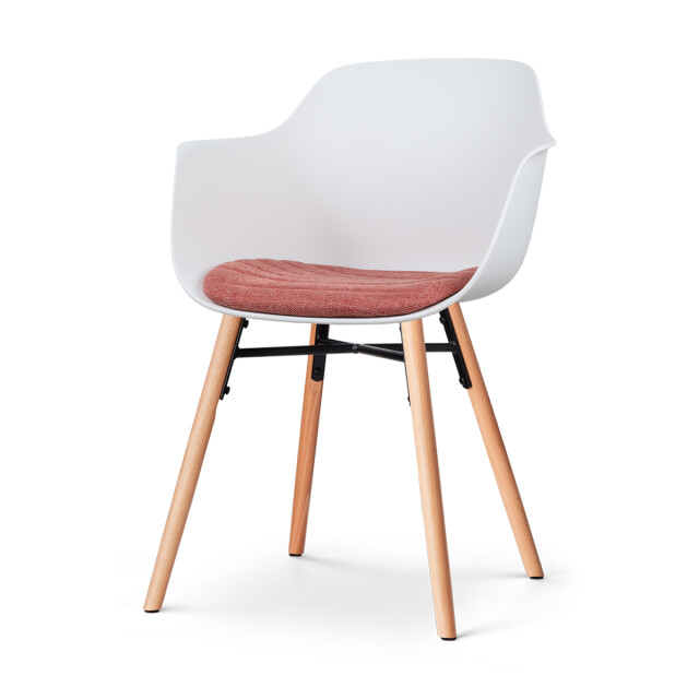 Nolon Nena-liz eetkamerstoel met terracotta rood zitkussen houten onderstel 2028265 large