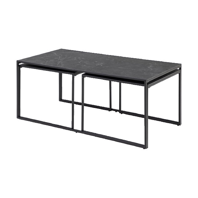 Lisomme Imke salontafel marmerlook antraciet set van 3 2028025 large