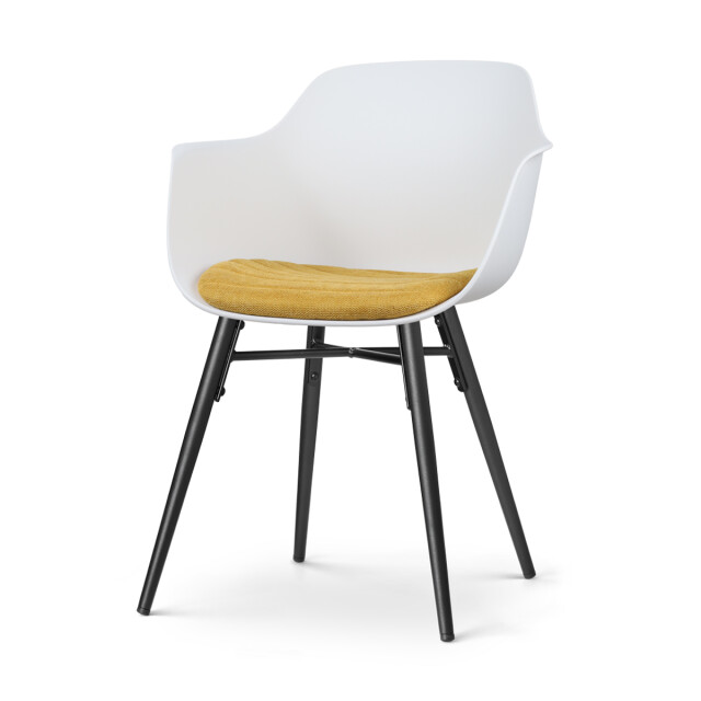 Nolon Nena-liz eetkamerstoel met okergeel zitkussen zwart houten onderstel 2833992 large
