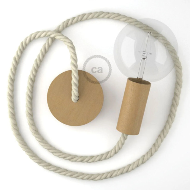 Creative Cables Hanglamp wooden katoenen touwkabel smal 16mm 2164916 large