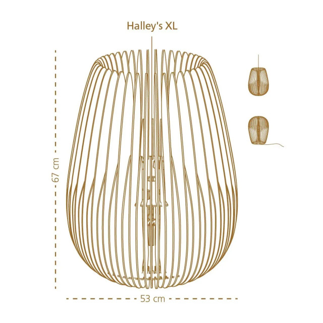 Bomerango Halley xl houten hanglamp extra large met koordset zwart Ø 53 cm 2027906 large