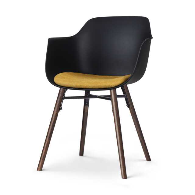 Nolon Nena-liz eetkamerstoel met okergeel zitkussen walnoot houten onderstel 2779782 large