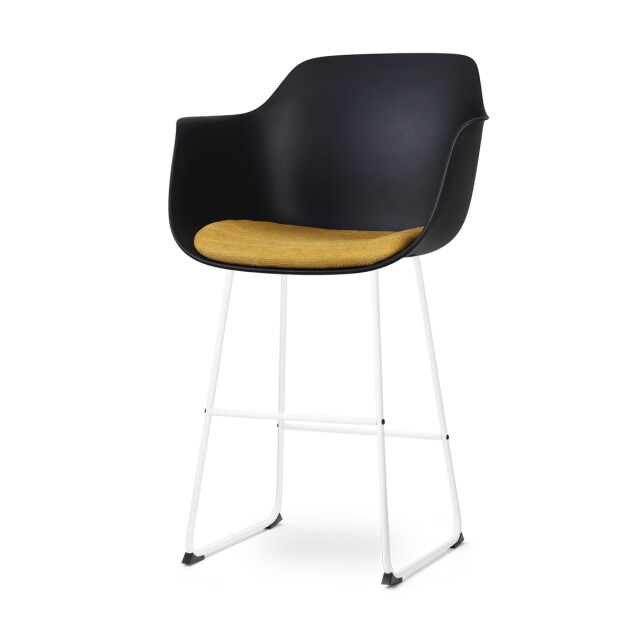 Nolon Nino-liz barkruk en okergeel zitkussen wit onderstel 75 cm 2411427 large